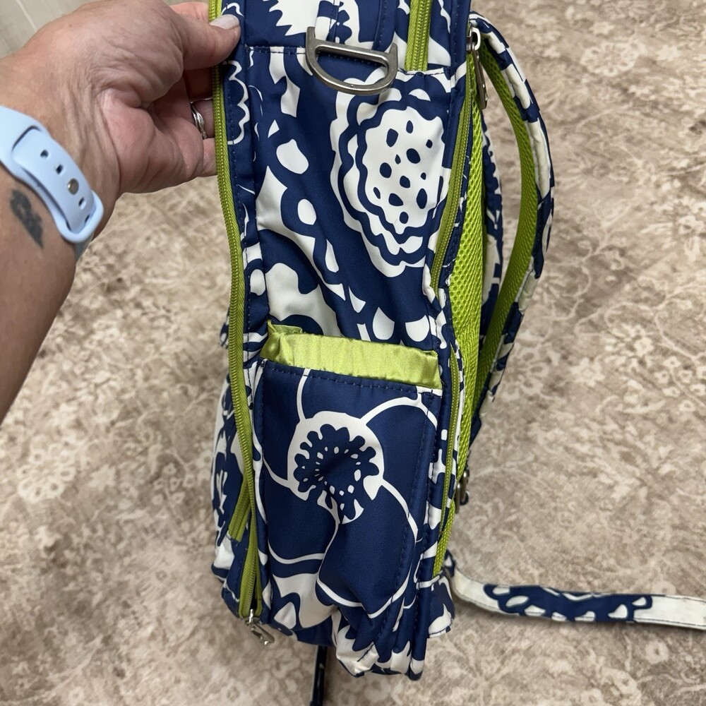 Ju Ju Be Be Right Back Diaper Backpack Colbalt Blossom Blue Green Floral Pattern - Picture 7 of 7